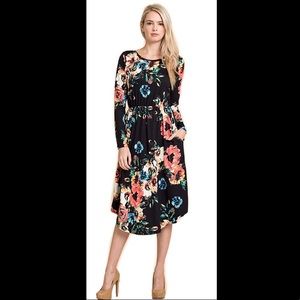 NWOT Black and Floral dress